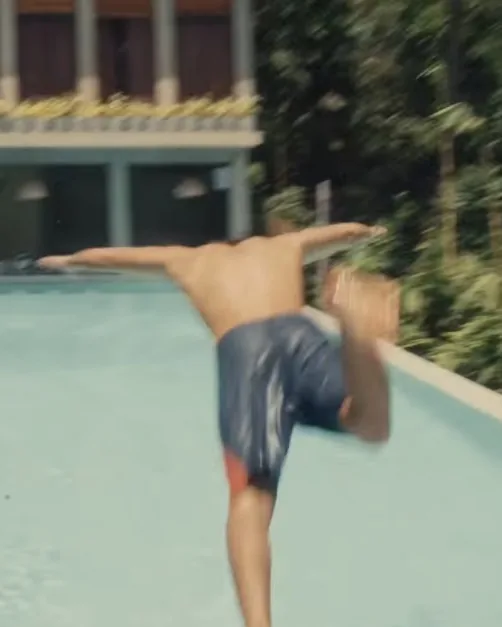 Original Instagram post: a guest diving into the pool.